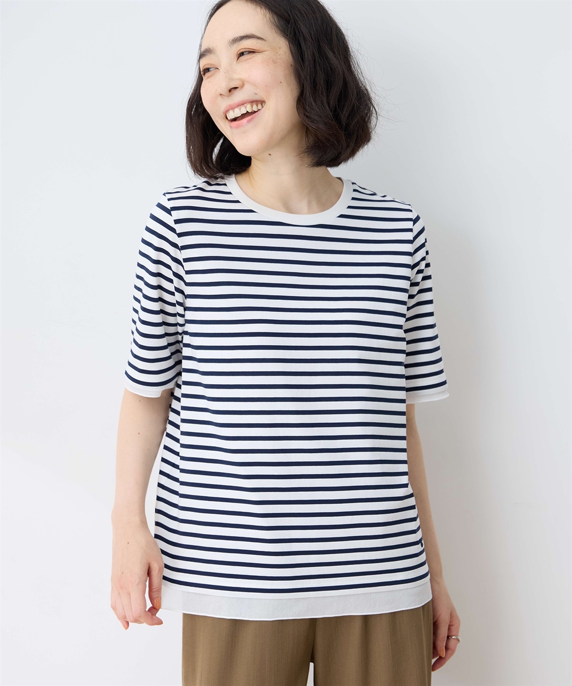 DECOY 部分シアーボーダーTシャツ_sub_1