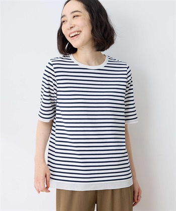 DECOY 部分シアーボーダーTシャツ_subthumb_1