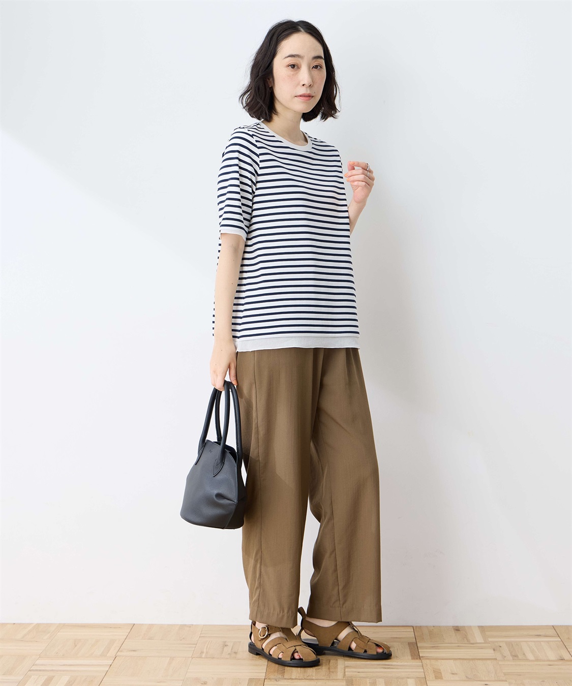 DECOY 部分シアーボーダーTシャツ_sub_3