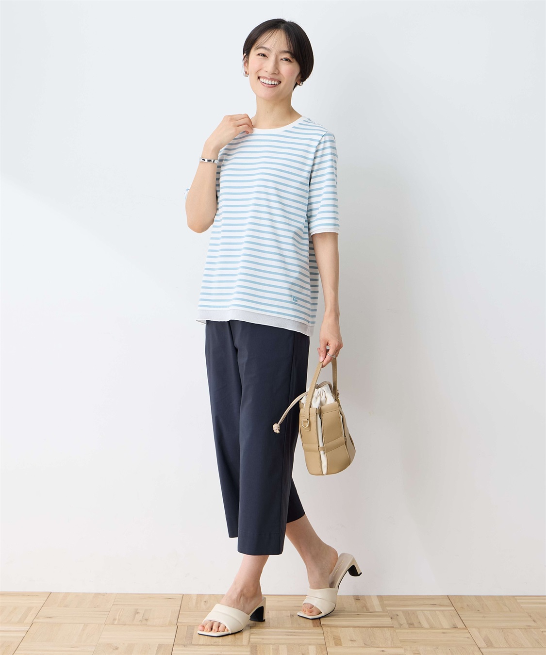 DECOY 部分シアーボーダーTシャツ_sub_4