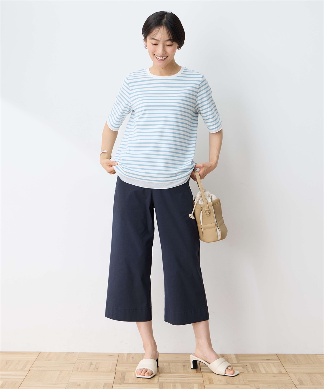 DECOY 部分シアーボーダーTシャツ_sub_5