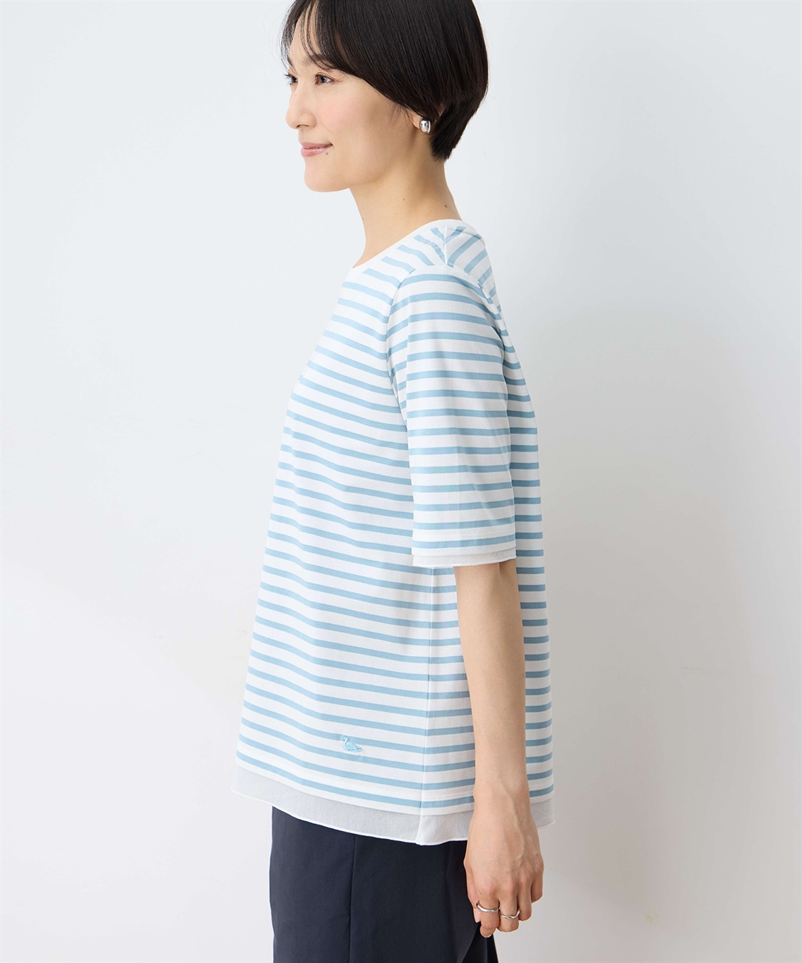 DECOY 部分シアーボーダーTシャツ_sub_6