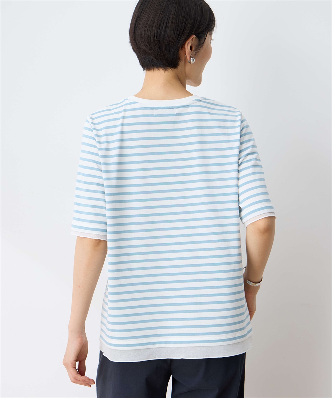 DECOY 部分シアーボーダーTシャツ_sub_7