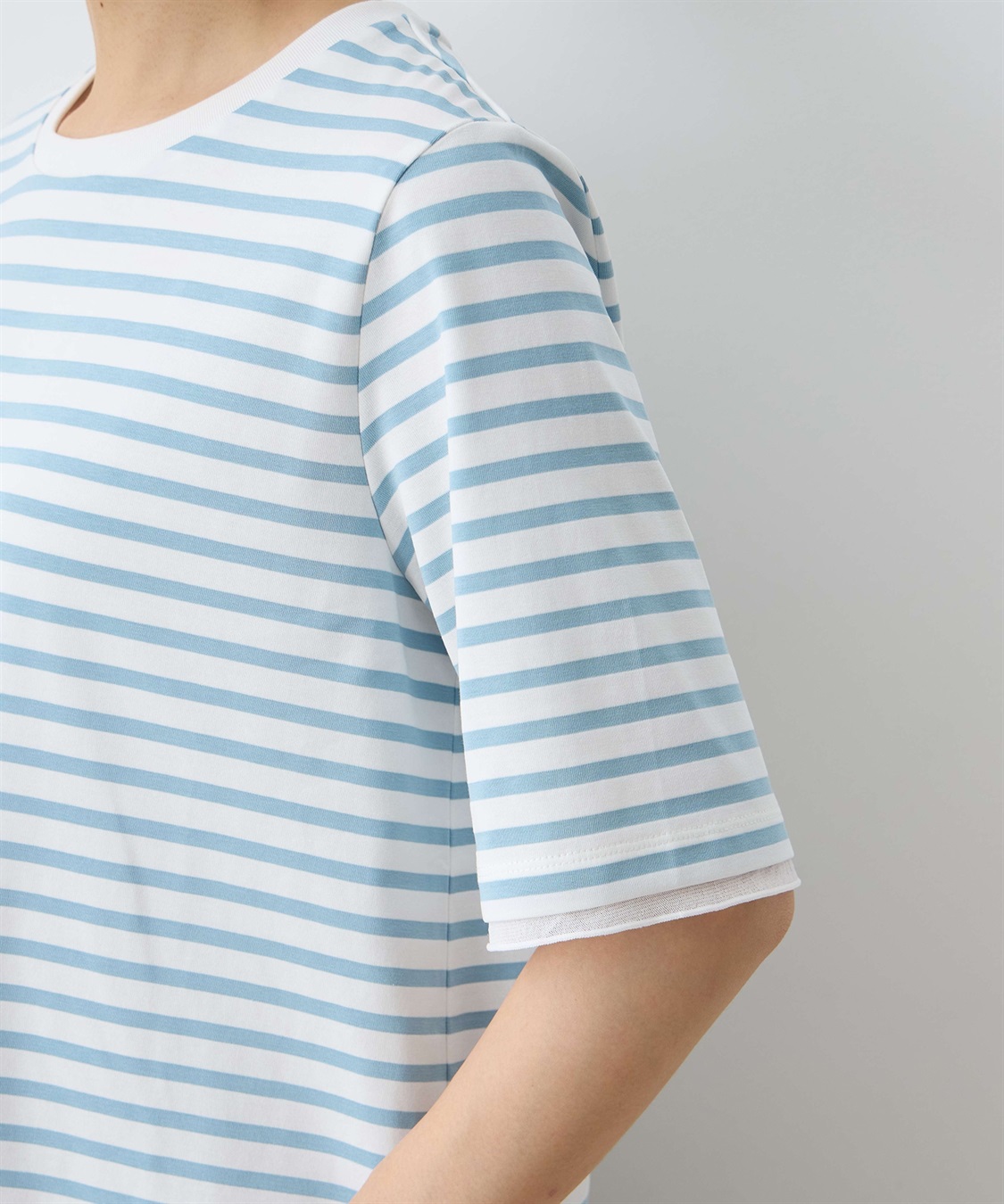 DECOY 部分シアーボーダーTシャツ_sub_9