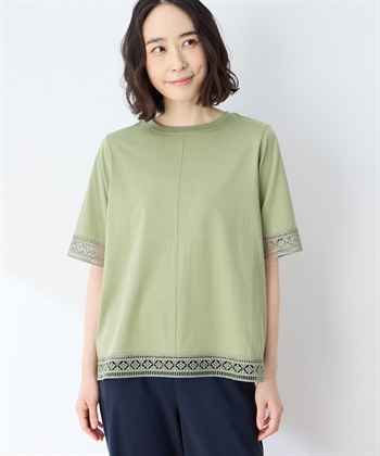 DECOY 【冷感】【UVカット】ひやさらコットンプレミアムレースＴシャツ_subthumb_1