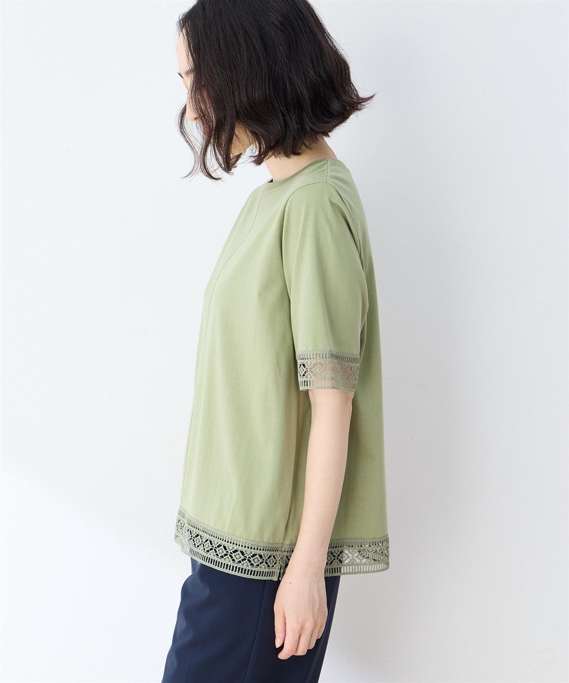 DECOY 【冷感】【UVカット】ひやさらコットンプレミアムレースＴシャツ_sub_2