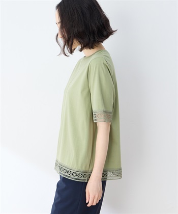 DECOY 【冷感】【UVカット】ひやさらコットンプレミアムレースＴシャツ_subthumb_2