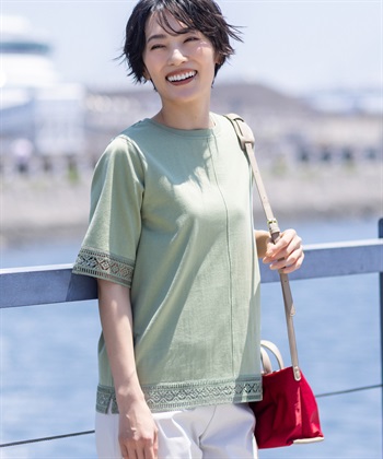 DECOY 【冷感】【UVカット】ひやさらコットンプレミアムレースＴシャツ_subthumb_6
