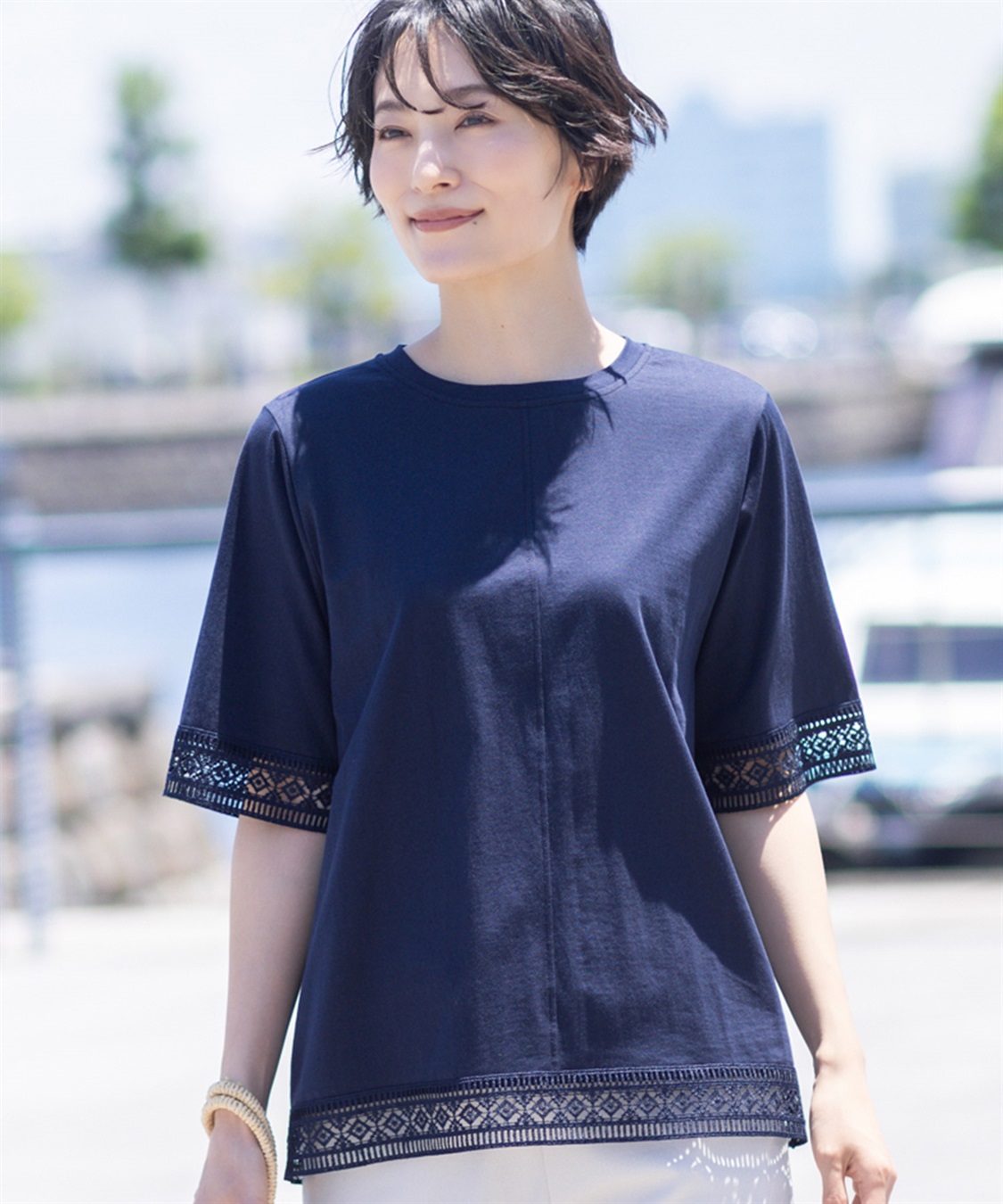 DECOY 【冷感】【UVカット】ひやさらコットンプレミアムレースＴシャツ_sub_7