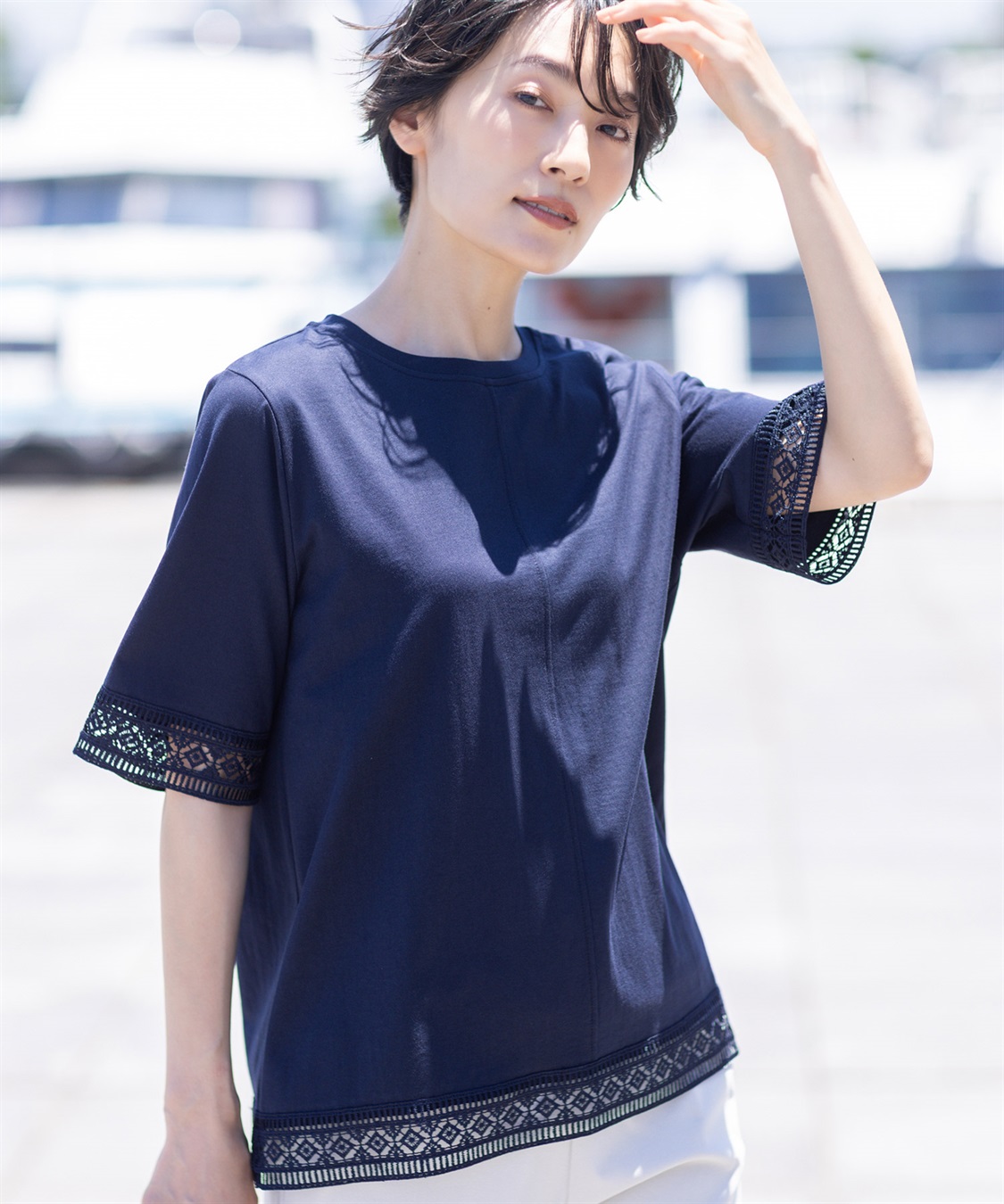 DECOY 【冷感】【UVカット】ひやさらコットンプレミアムレースＴシャツ_sub_8