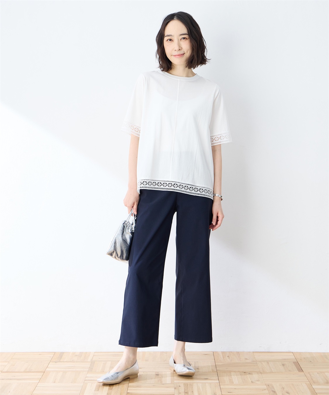 DECOY 【冷感】【UVカット】ひやさらコットンプレミアムレースＴシャツ_sub_12