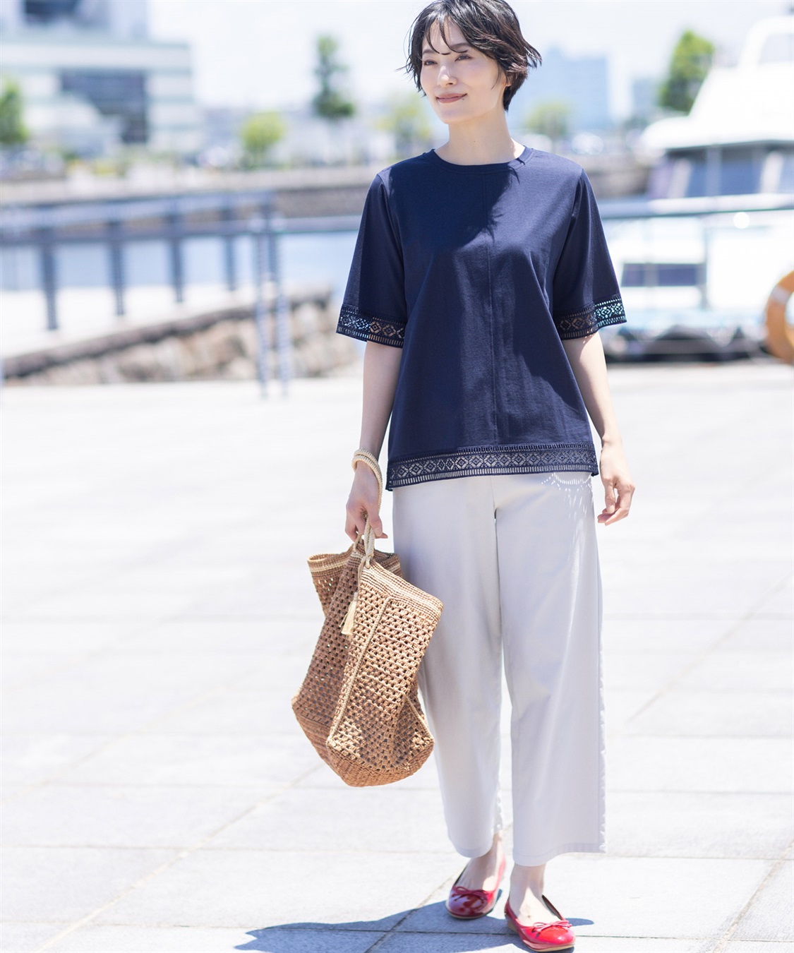 DECOY 【冷感】【UVカット】ひやさらコットンプレミアムレースＴシャツ_sub_13