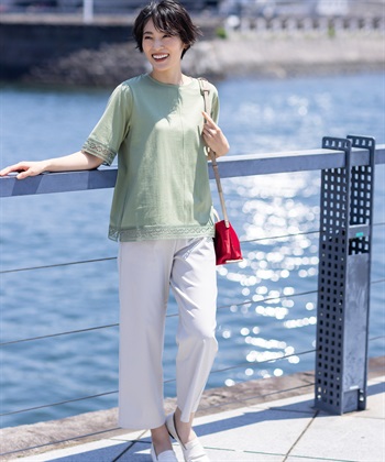 DECOY 【冷感】【UVカット】ひやさらコットンプレミアムレースＴシャツ_subthumb_16