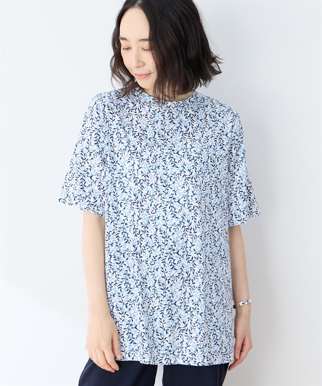 DECOY 【冷感】【UVカット】ひやさらコットンプレミアム袖ギャザーチュニックTシャツ_sub_3