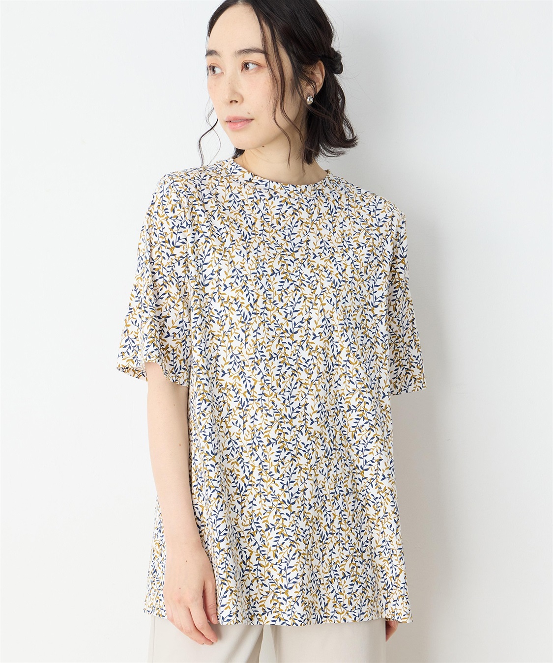 DECOY 【冷感】【UVカット】ひやさらコットンプレミアム袖ギャザーチュニックTシャツ_sub_4