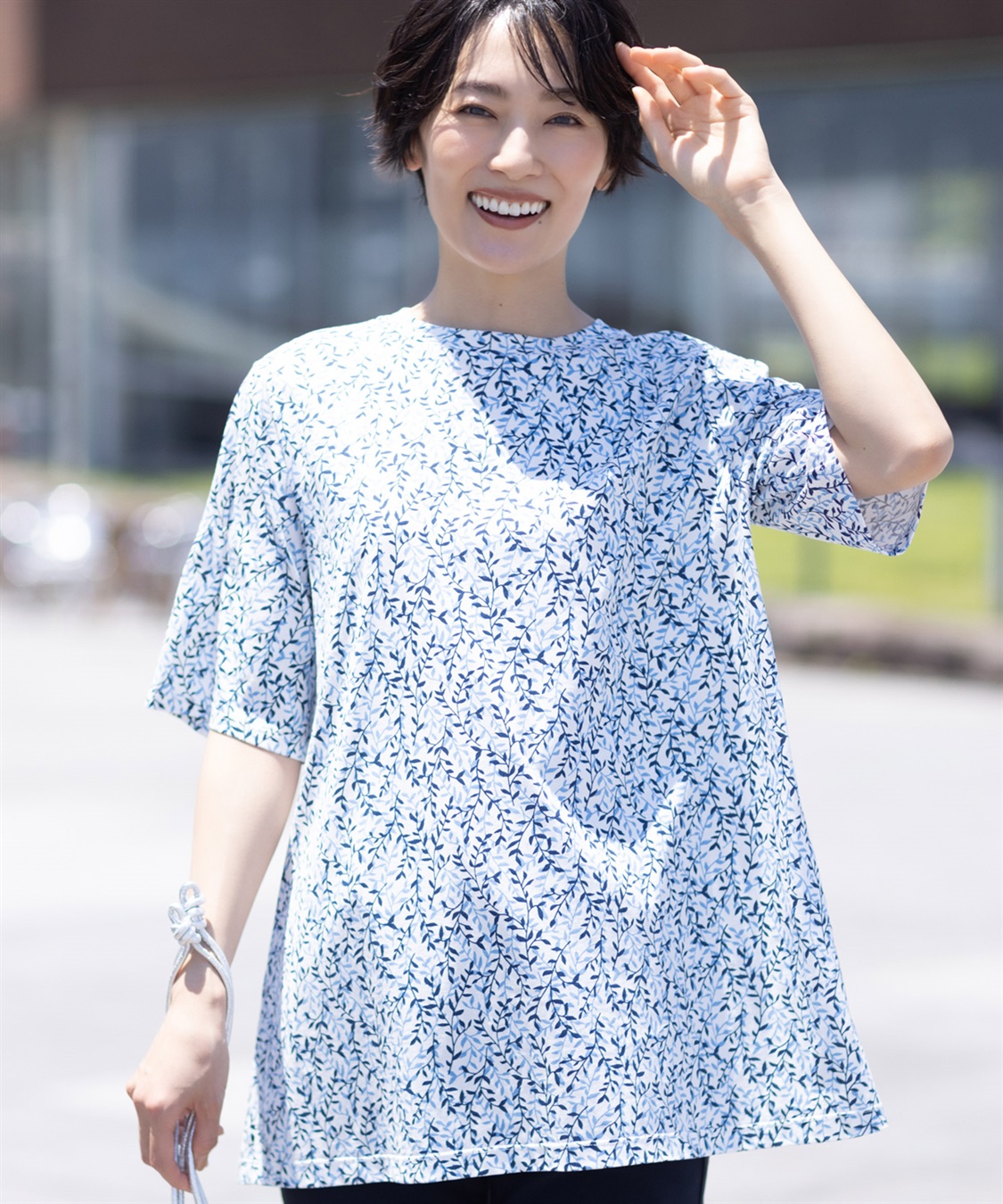 DECOY 【冷感】【UVカット】ひやさらコットンプレミアム袖ギャザーチュニックTシャツ_sub_5