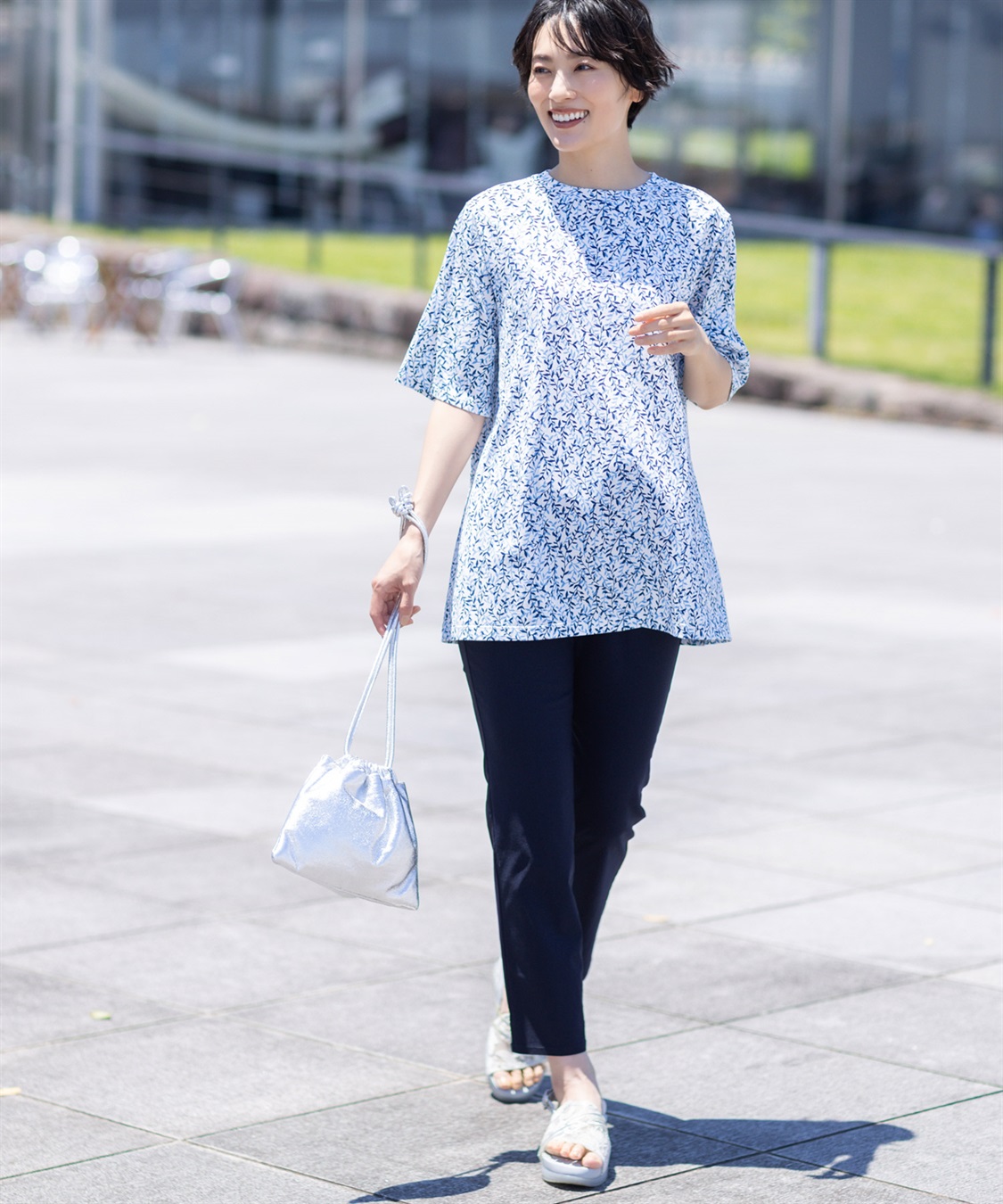 DECOY 【冷感】【UVカット】ひやさらコットンプレミアム袖ギャザーチュニックTシャツ_sub_12