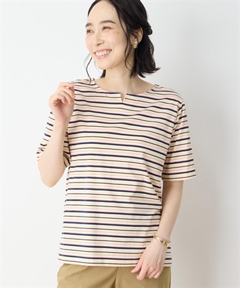 DECOY 【冷感】【UVカット】ひやさらコットンプレミアムマルチボーダーＴシャツ_subthumb_4