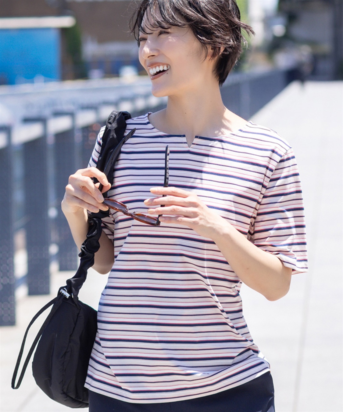 DECOY 【冷感】【UVカット】ひやさらコットンプレミアムマルチボーダーＴシャツ_sub_6