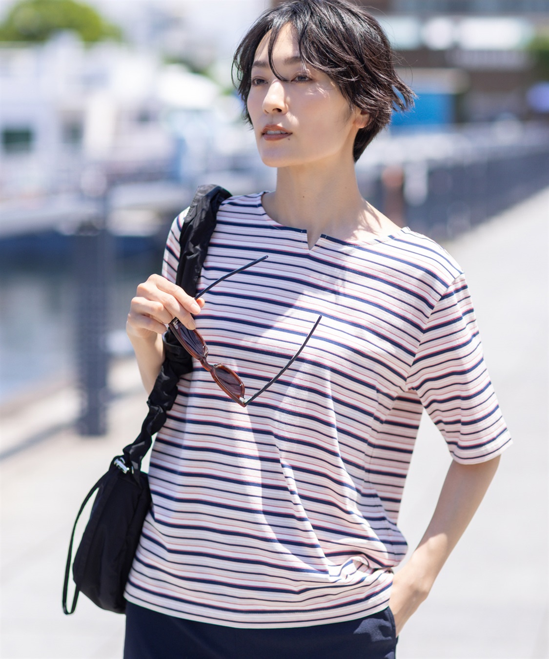 DECOY 【冷感】【UVカット】ひやさらコットンプレミアムマルチボーダーＴシャツ_sub_7