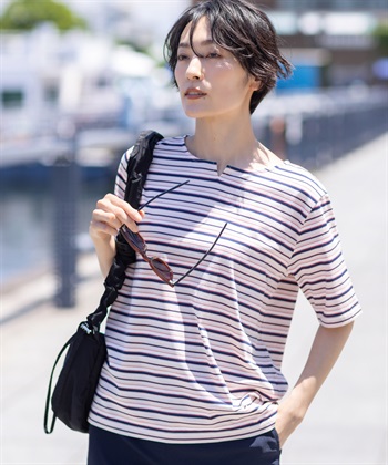 DECOY 【冷感】【UVカット】ひやさらコットンプレミアムマルチボーダーＴシャツ_subthumb_7