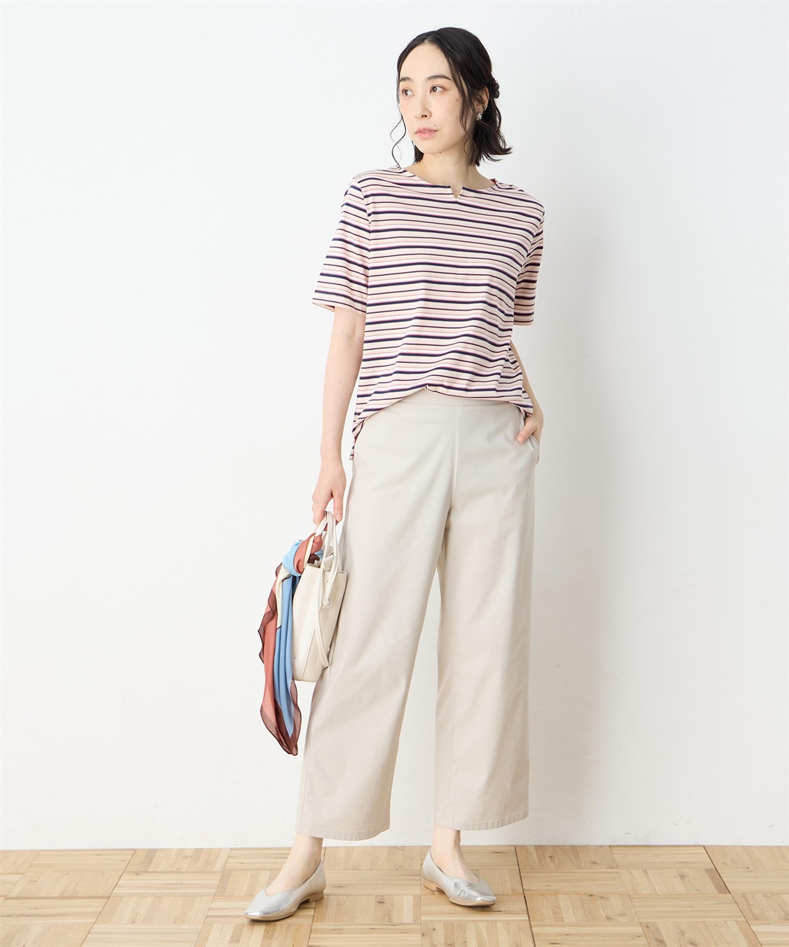 DECOY 【冷感】【UVカット】ひやさらコットンプレミアムマルチボーダーＴシャツ_sub_10