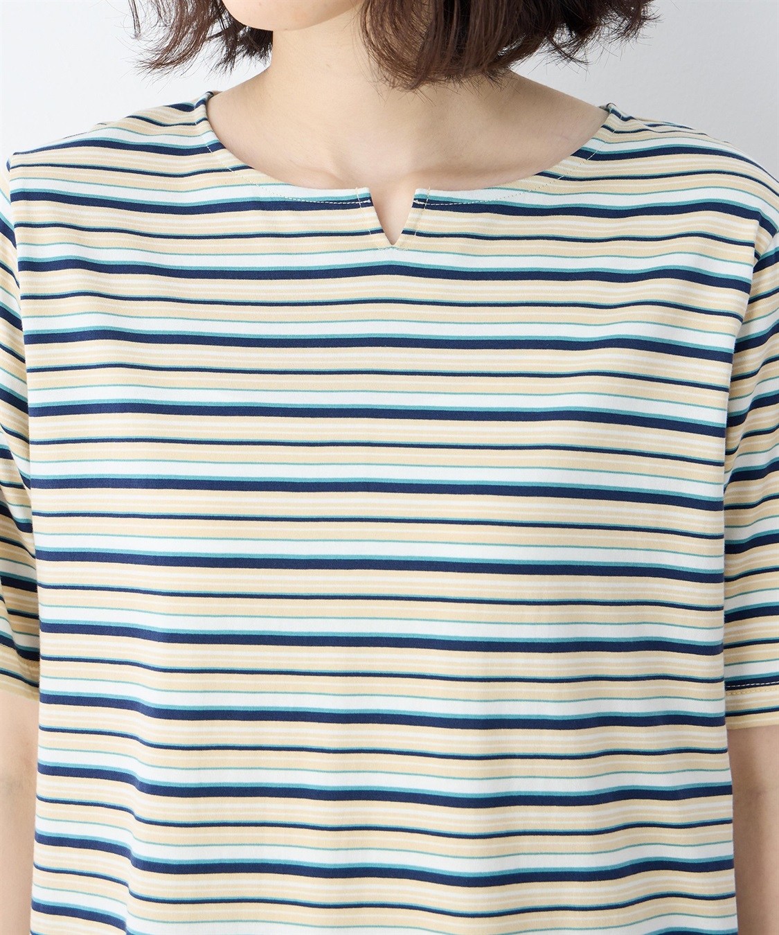 DECOY 【冷感】【UVカット】ひやさらコットンプレミアムマルチボーダーＴシャツ_sub_15