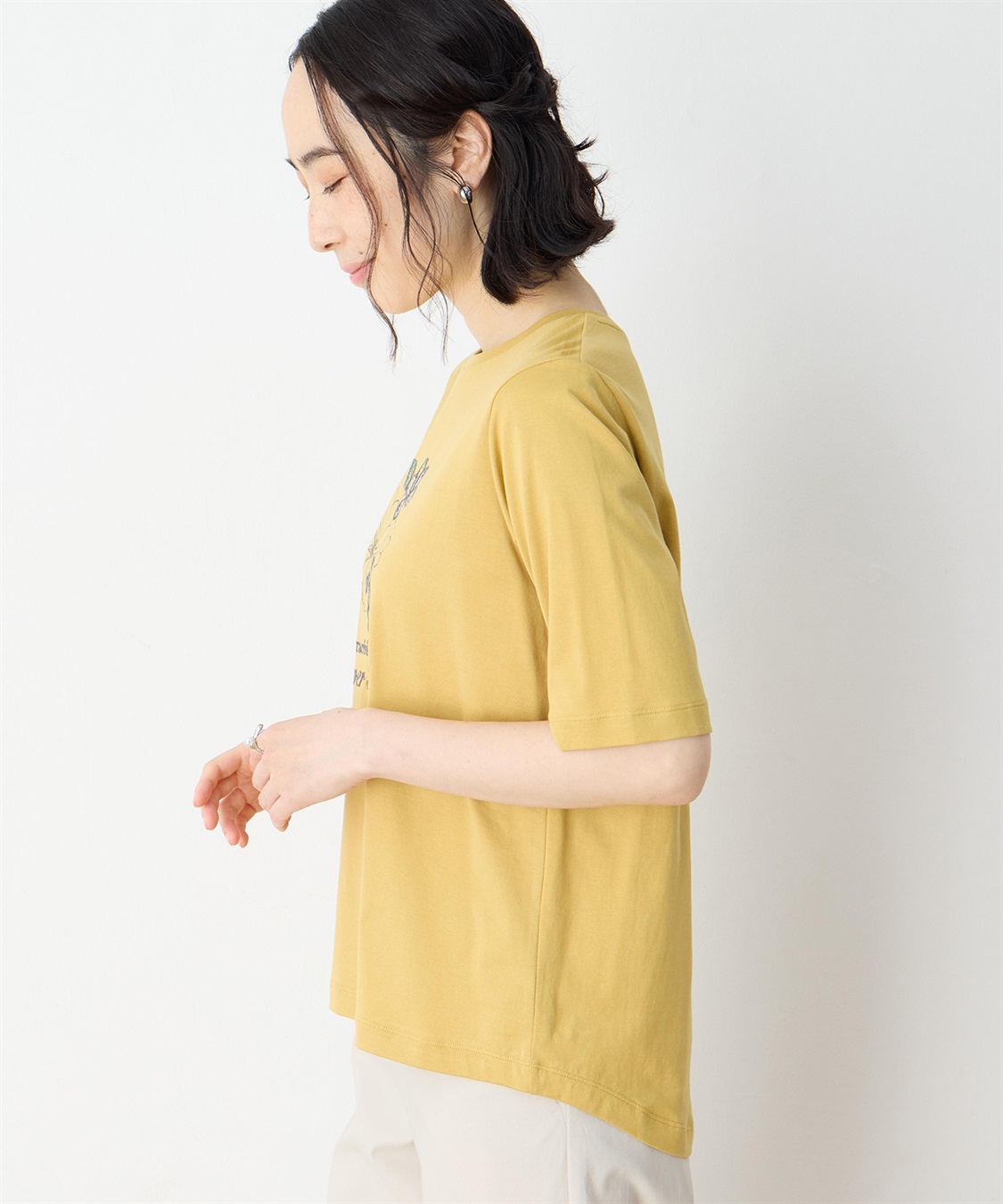 DECOY 【冷感】【UVカット】ひやさらコットン　プリント＆刺繍Tシャツ_sub_1