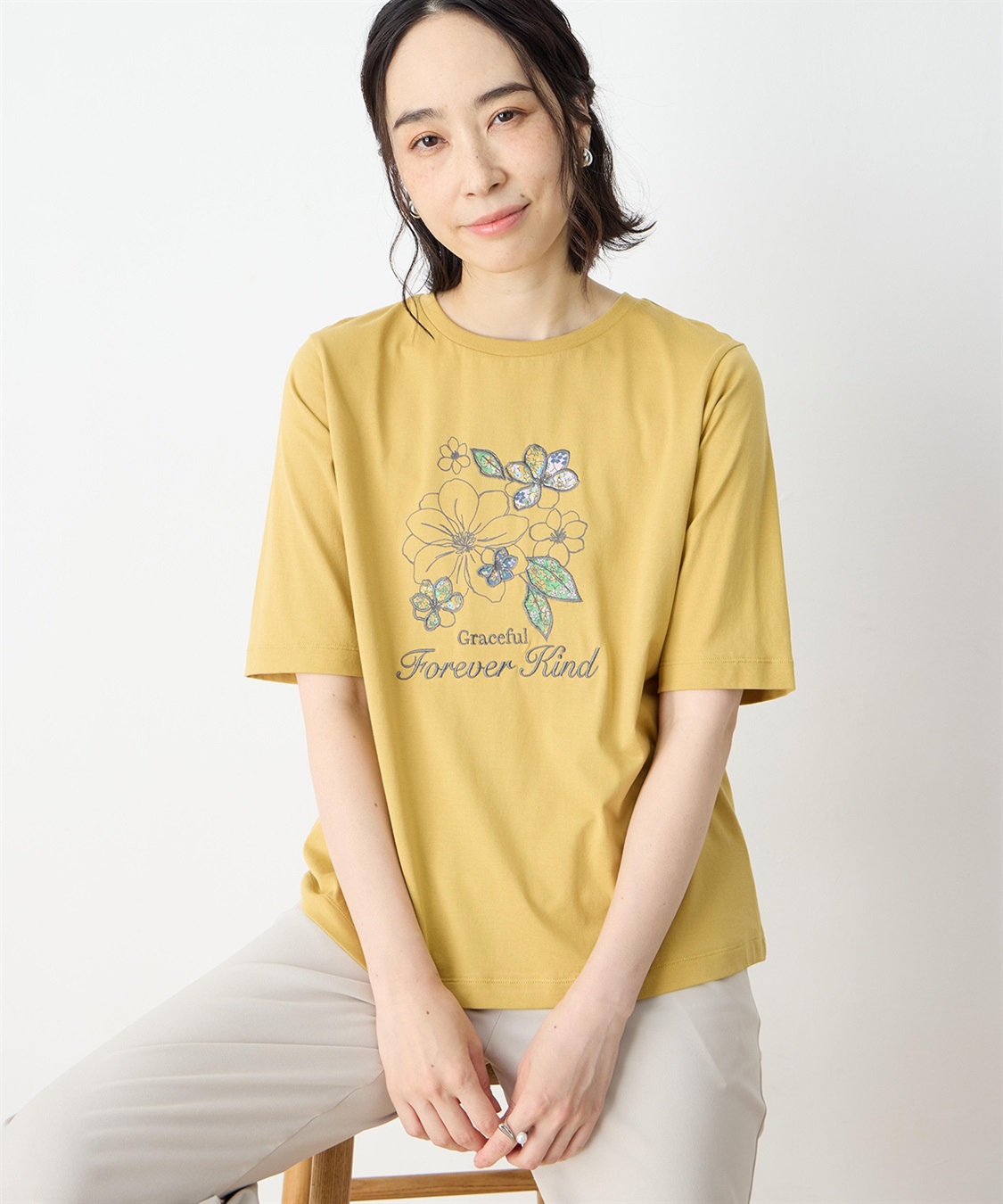 DECOY 【冷感】【UVカット】ひやさらコットン　プリント＆刺繍Tシャツ_sub_3