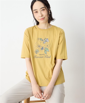DECOY 【冷感】【UVカット】ひやさらコットン　プリント＆刺繍Tシャツ_subthumb_3