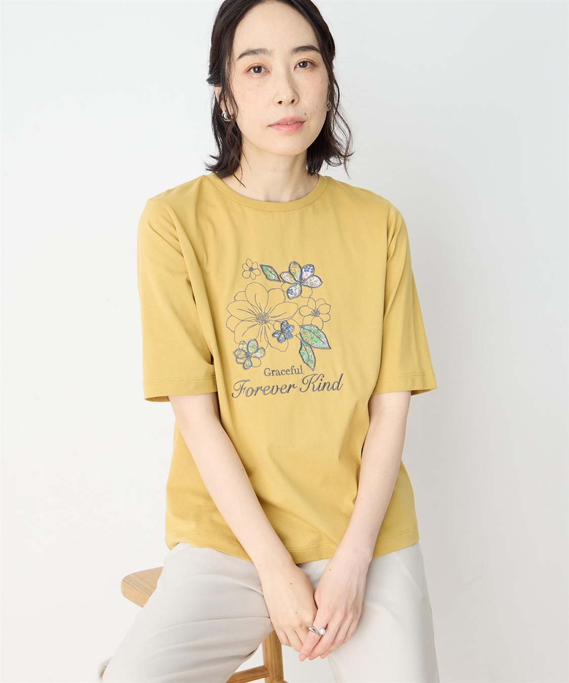 DECOY 【冷感】【UVカット】ひやさらコットン　プリント＆刺繍Tシャツ_sub_4