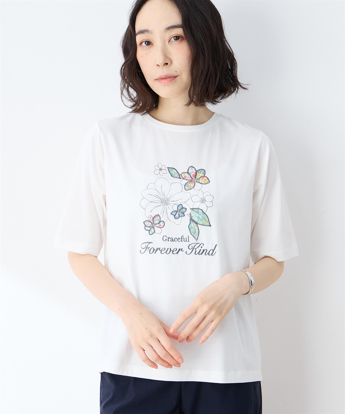 DECOY 【冷感】【UVカット】ひやさらコットン　プリント＆刺繍Tシャツ_sub_6