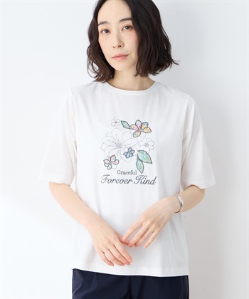DECOY 【冷感】【UVカット】ひやさらコットン　プリント＆刺繍Tシャツ_subthumb_6