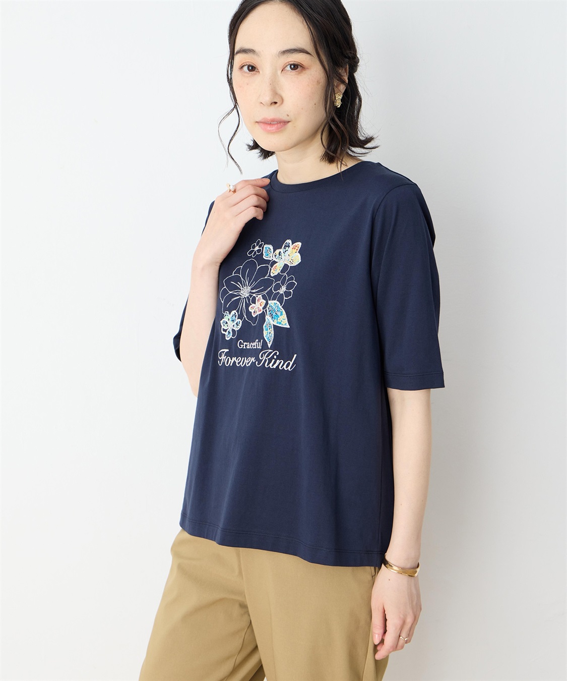 DECOY 【冷感】【UVカット】ひやさらコットン　プリント＆刺繍Tシャツ_sub_7