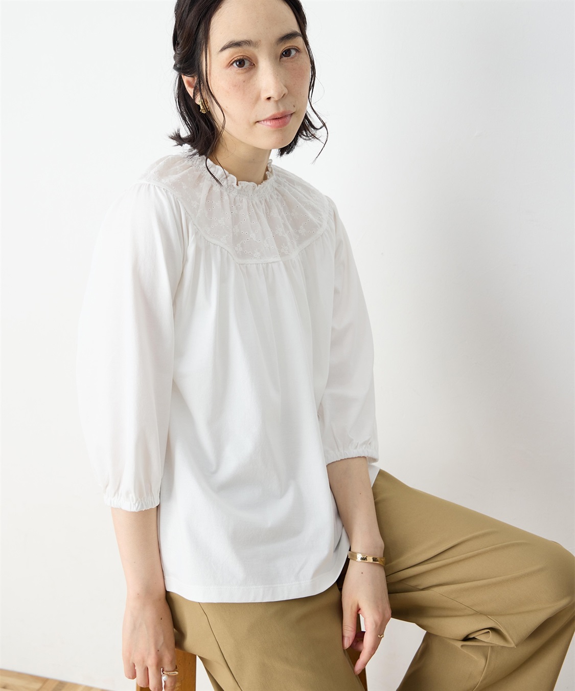 シャーリング襟ドッキングプルオーバー DECOY｜クロスプラス公式通販サイト