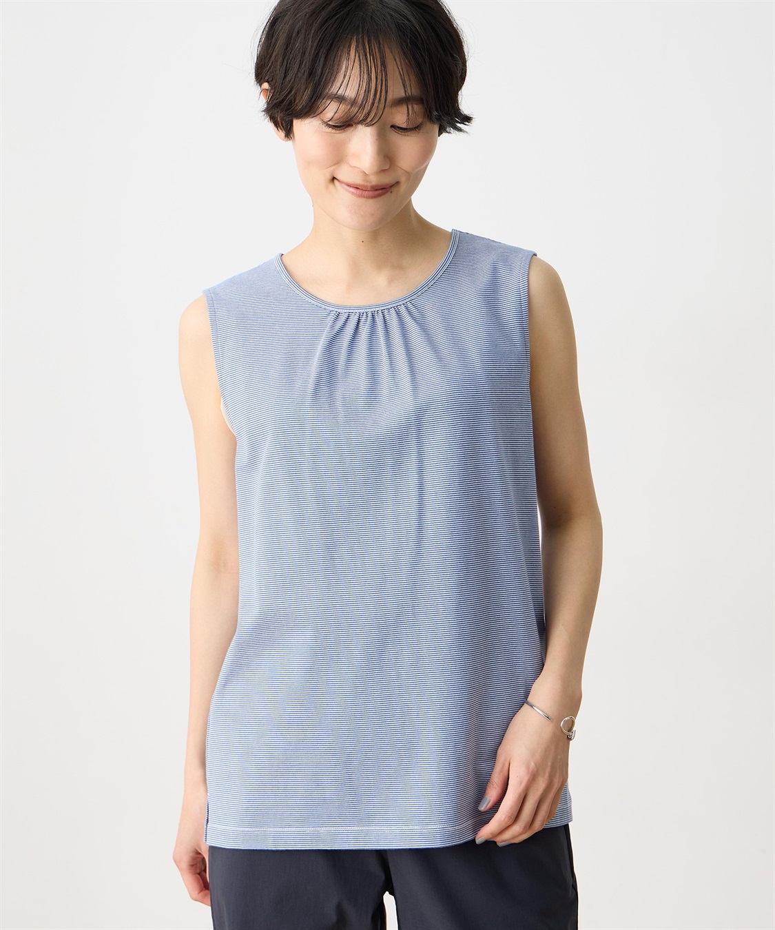DECOY ボーダー・ドットタンクトップ【UVカット・接触冷感】【オーガニックコットン】_sub_1