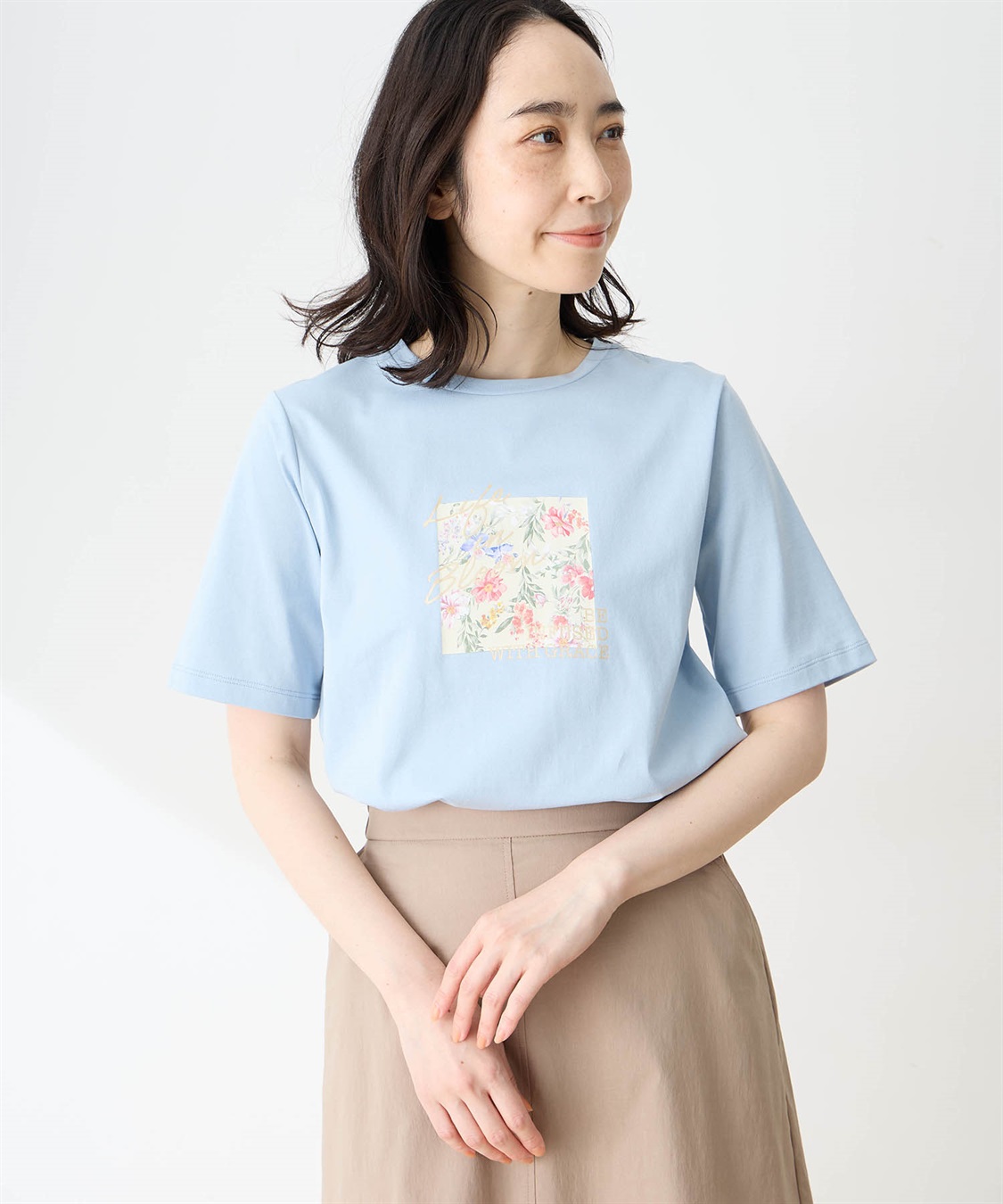 DECOY 【ひやさらコットン】フラワープリントTシャツ【綿100％・接触冷感・UVカット】_sub_4
