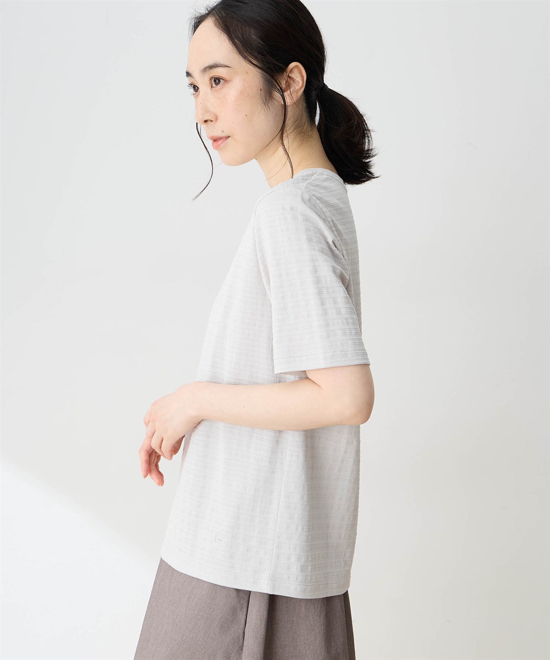 DECOY 【ひやさらコットン】ジャガードチュニックTシャツ【綿100％・接触冷感・UVカット】_sub_1