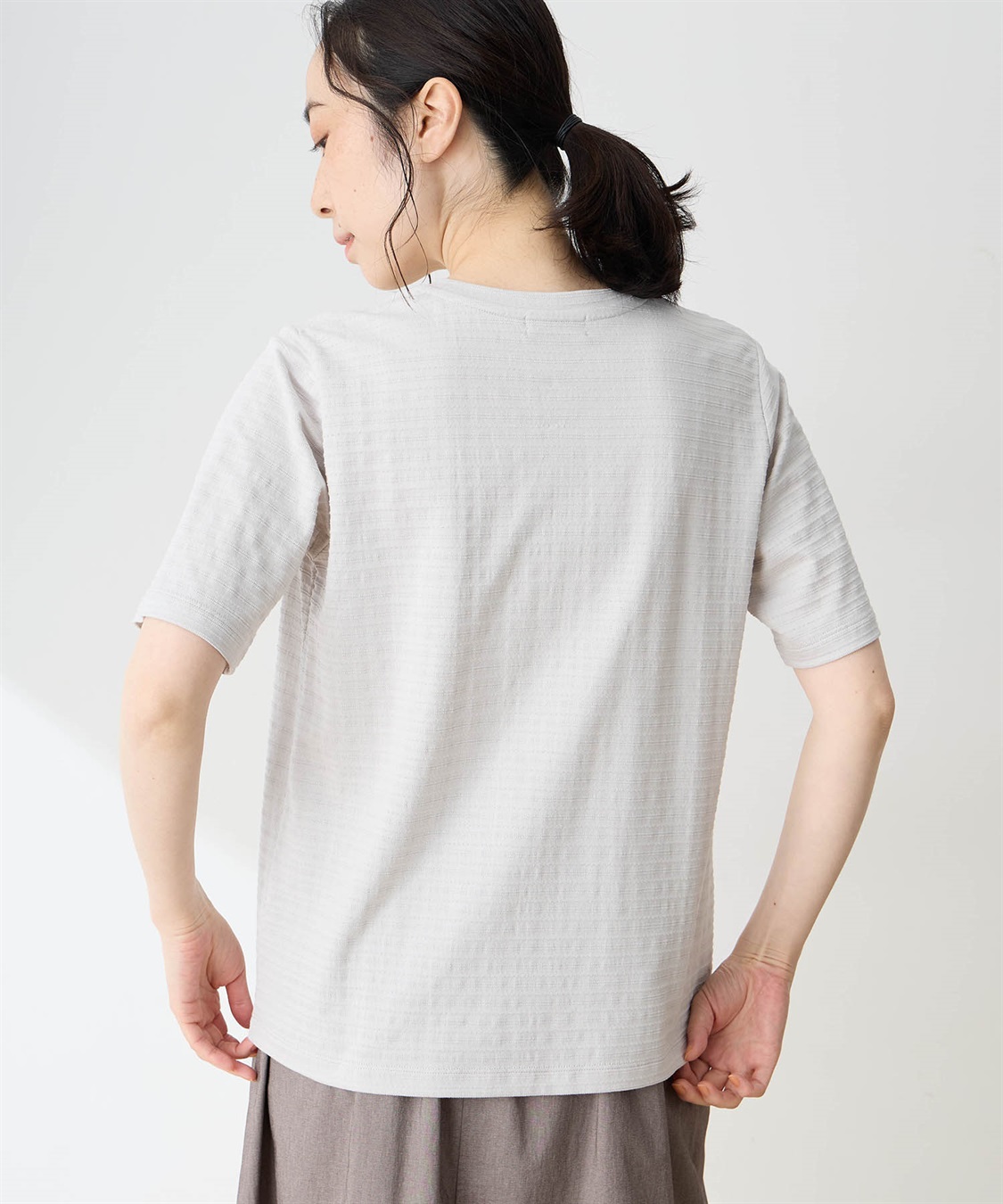 DECOY 【ひやさらコットン】ジャガードチュニックTシャツ【綿100％・接触冷感・UVカット】_sub_2