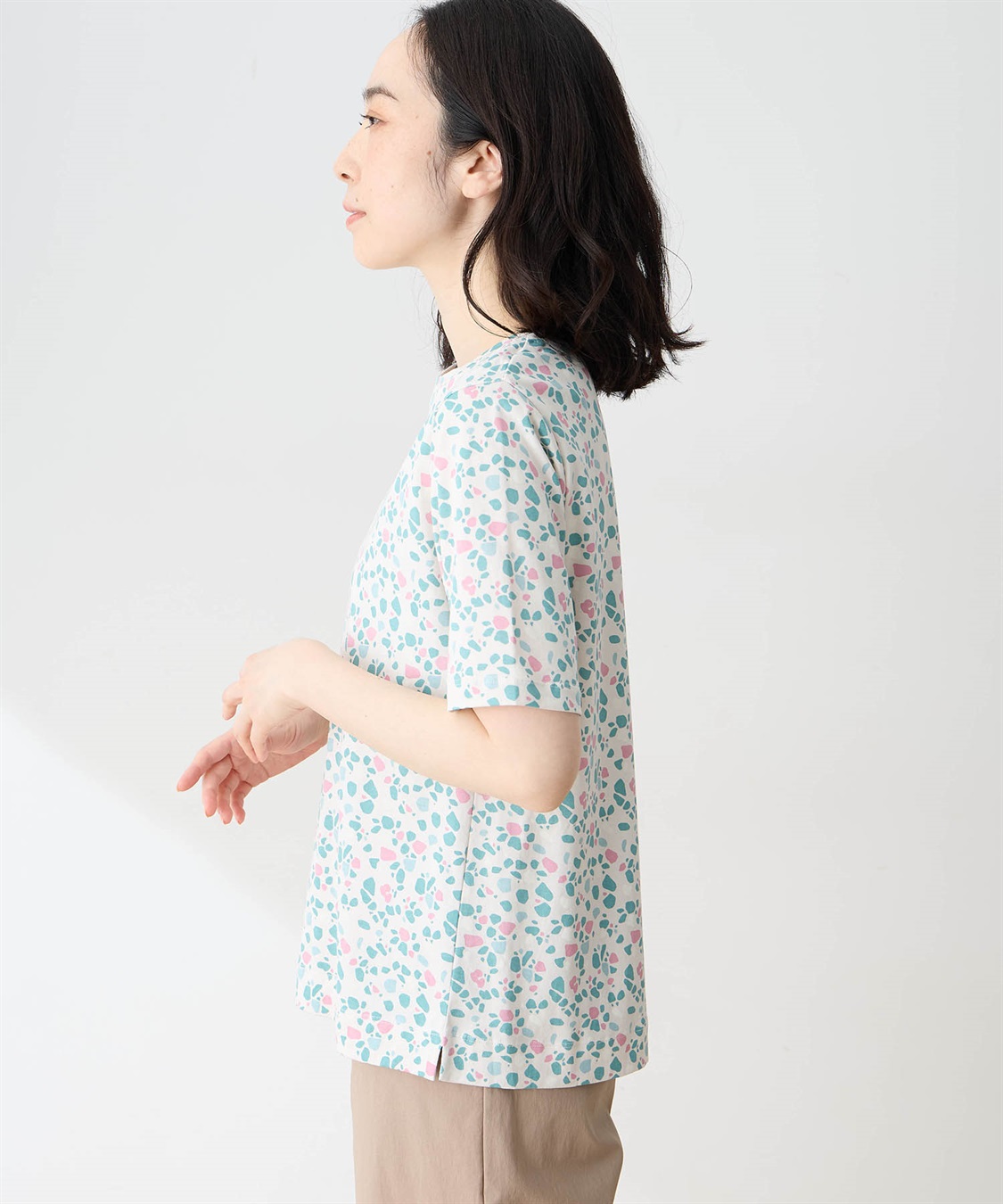DECOY 【in Bloomコラボ】ひやさら総柄Tシャツ【冷感】【UVカット】【ひやさや・UVカット・オーガニックコットン】_sub_1