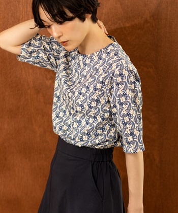 DECOY 【ひやさらコットン】バックタックペイズリープリント5分袖Tシャツ【綿100％・接触冷感・UVカット】_subthumb_1