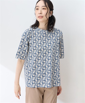 DECOY 【ひやさらコットン】バックタックペイズリープリント5分袖Tシャツ【綿100％・接触冷感・UVカット】_subthumb_5