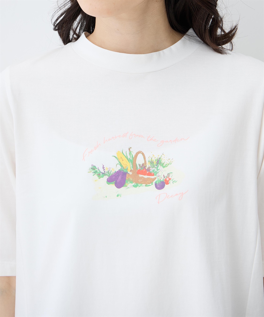 DECOY 【ひやさらコットン】モックネックベジタブルプリント5分袖Tシャツ【綿100％・接触冷感・UVカット】_sub_15
