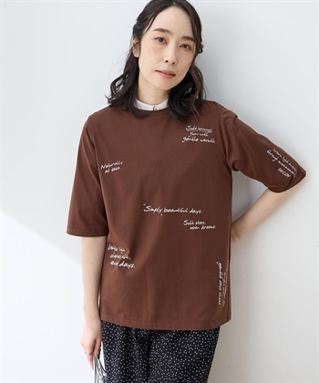DECOY 【ひやさらコットン】メッセージプリントバックタック6分袖Tシャツ【綿100％・接触冷感・UVカット】_subthumb_3