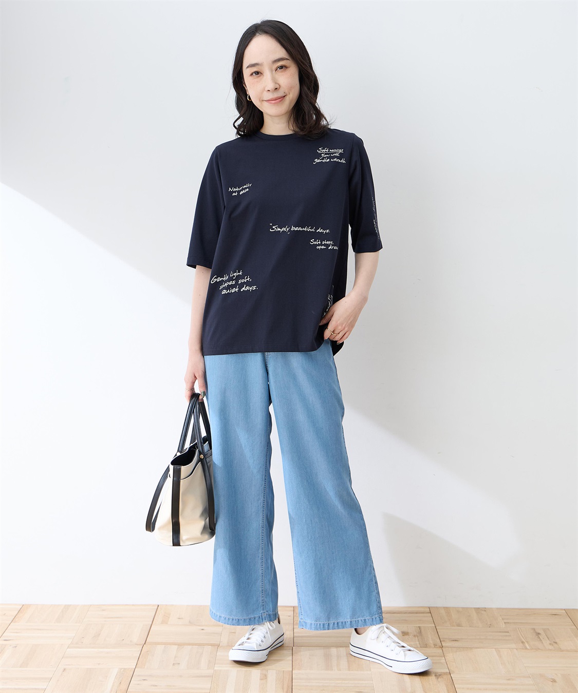 DECOY 【ひやさらコットン】メッセージプリントバックタック6分袖Tシャツ【綿100％・接触冷感・UVカット】_sub_5