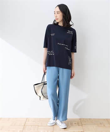 DECOY 【ひやさらコットン】メッセージプリントバックタック6分袖Tシャツ【綿100％・接触冷感・UVカット】_subthumb_6