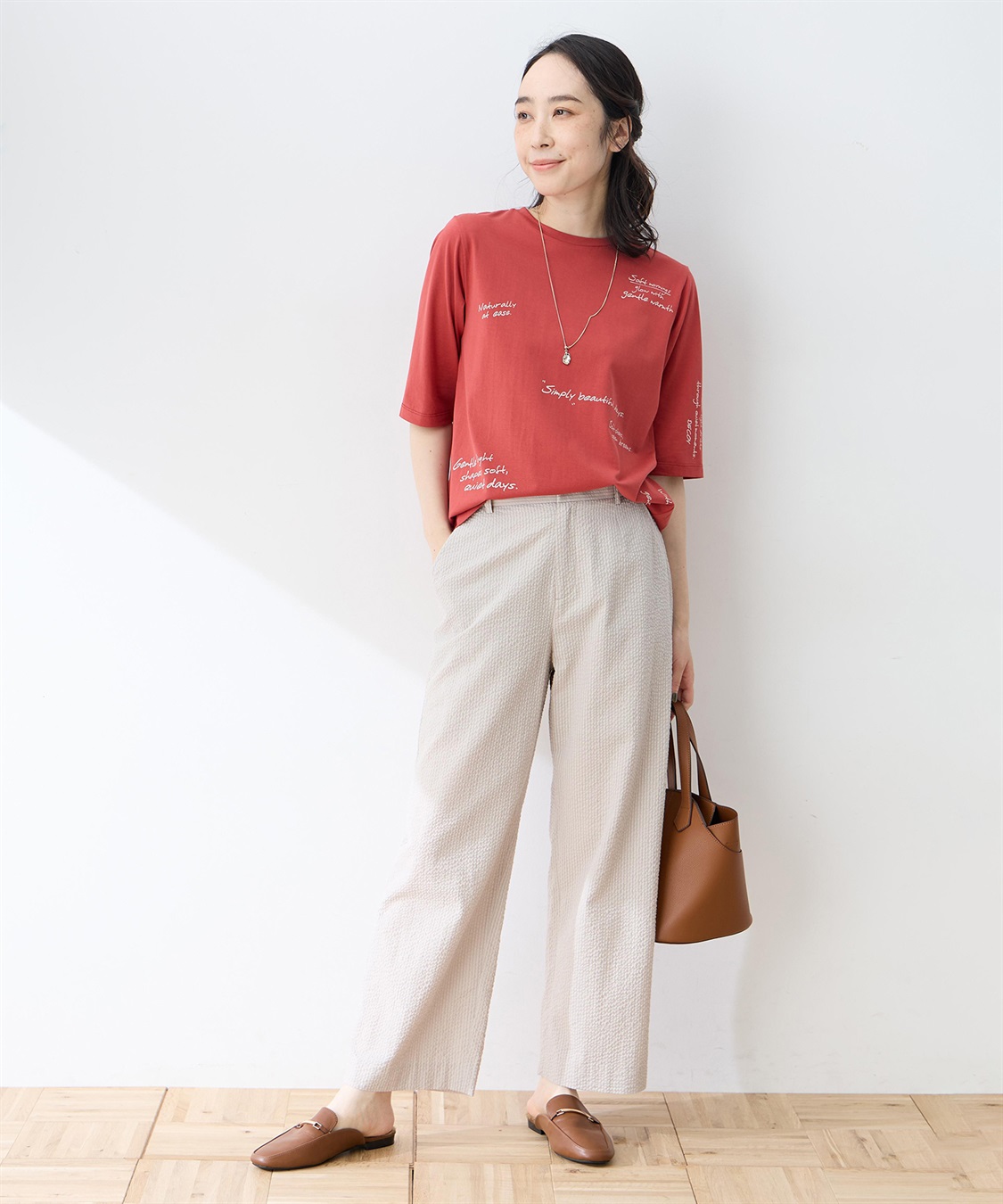 DECOY 【ひやさらコットン】メッセージプリントバックタック6分袖Tシャツ【綿100％・接触冷感・UVカット】_sub_10