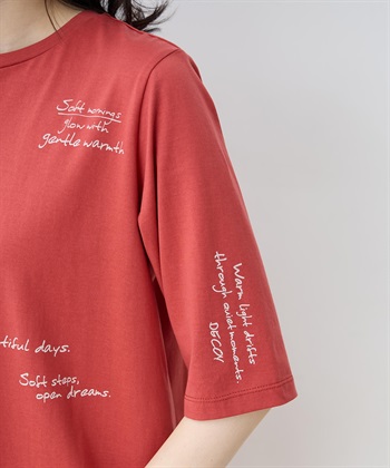 DECOY 【ひやさらコットン】メッセージプリントバックタック6分袖Tシャツ【綿100％・接触冷感・UVカット】_subthumb_12
