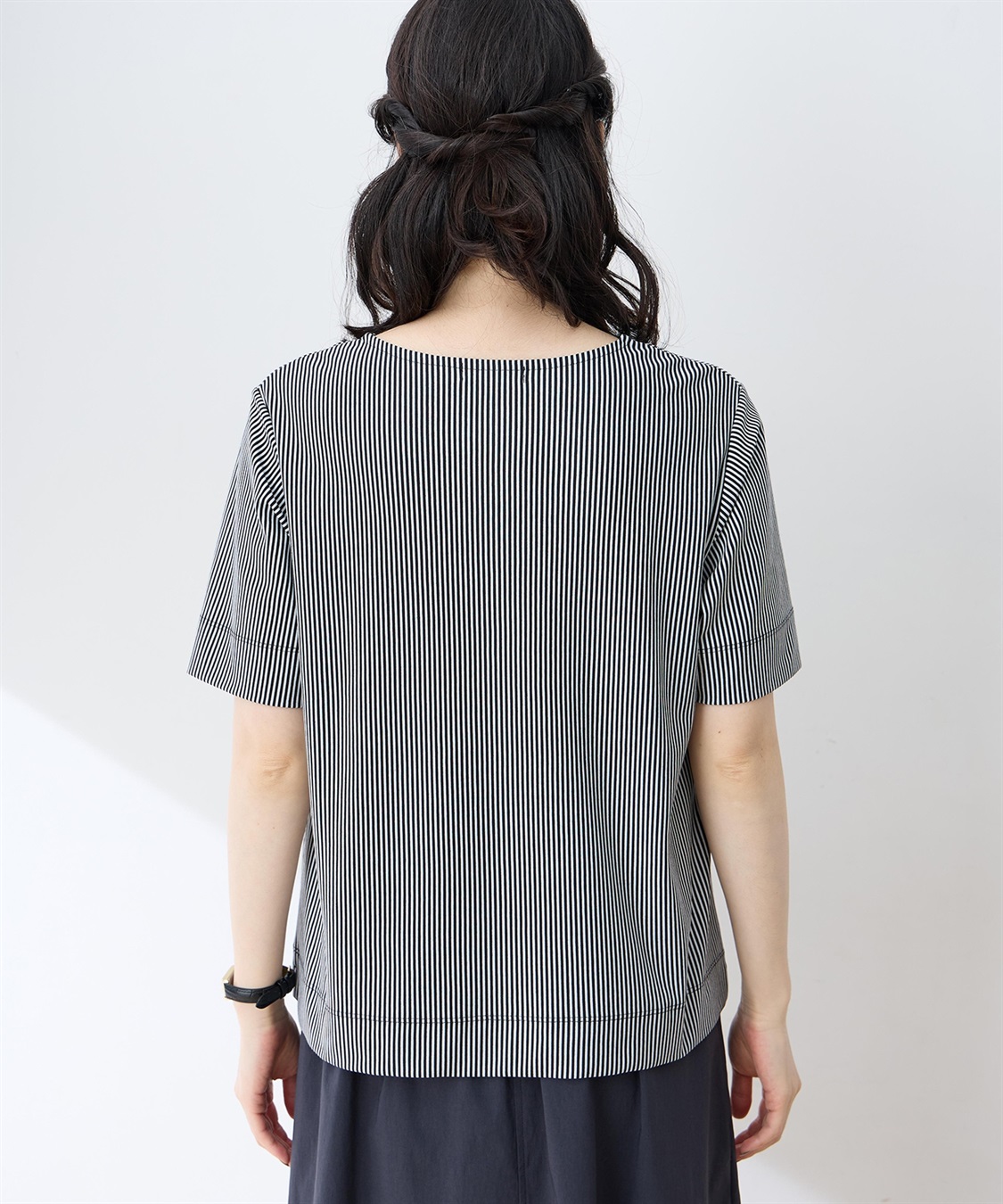 DECOY トリコットストライプ5分袖Tシャツ【接触冷感・UVカット】_sub_2