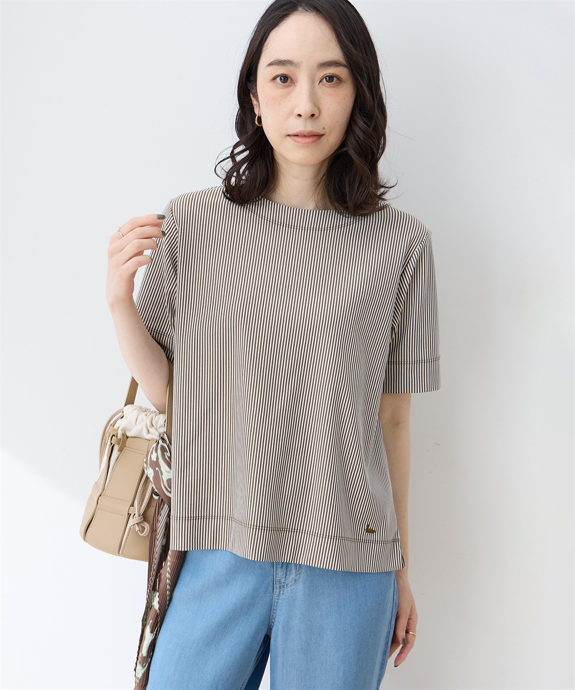 DECOY トリコットストライプ5分袖Tシャツ【接触冷感・UVカット】_sub_3